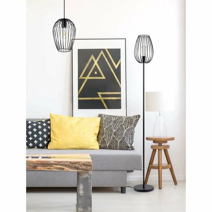 Nouveau ✨ Paris prix MADDY Lampadaire en métal - Ø 22 x H 160 cm - Noir - Ampoule LED Décorative fournie 👍 – Image 4