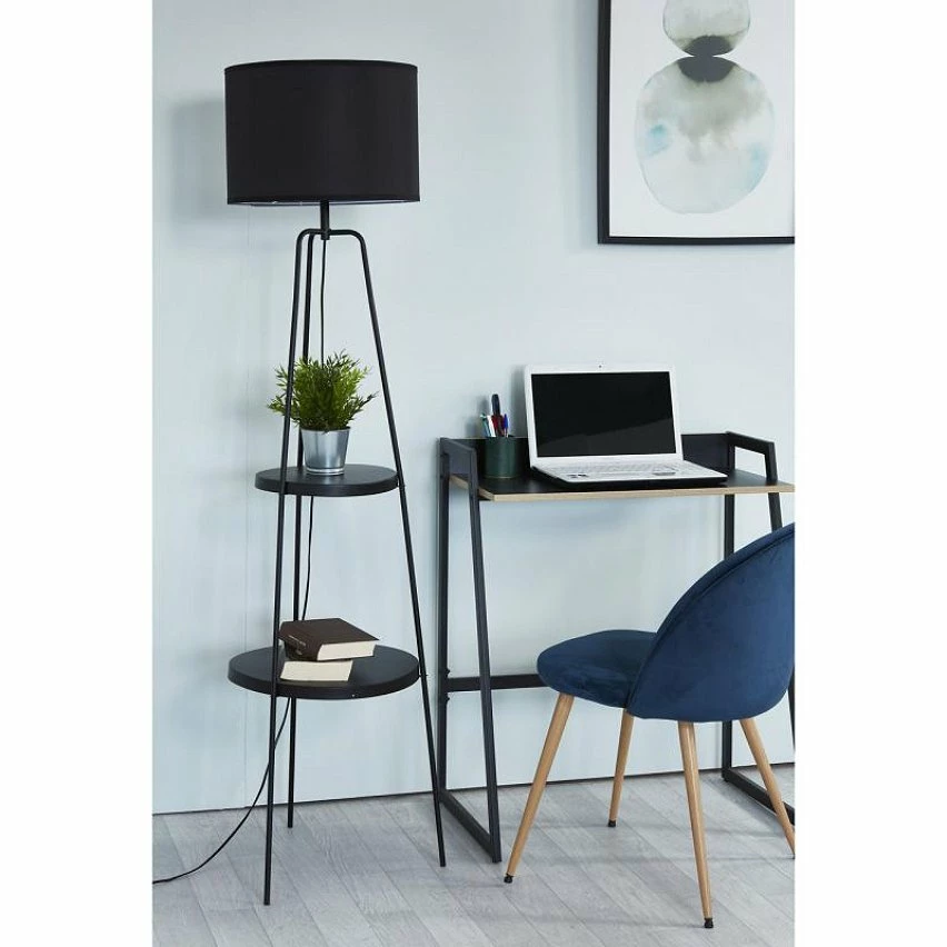 Acheter ✨ Interdesign Lampadaire en métal - Abat jour en tissu,Noir - L 45 x P 45 x H157 cm - RONDO 😉 – Image 6
