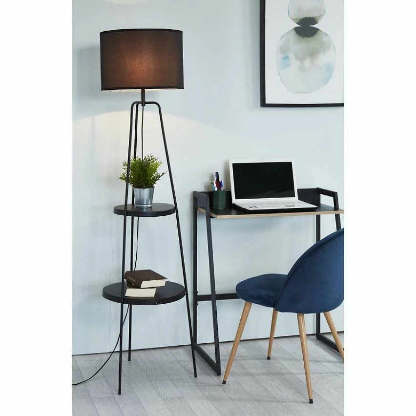 Acheter ✨ Interdesign Lampadaire en métal - Abat jour en tissu,Noir - L 45 x P 45 x H157 cm - RONDO 😉 – Image 7