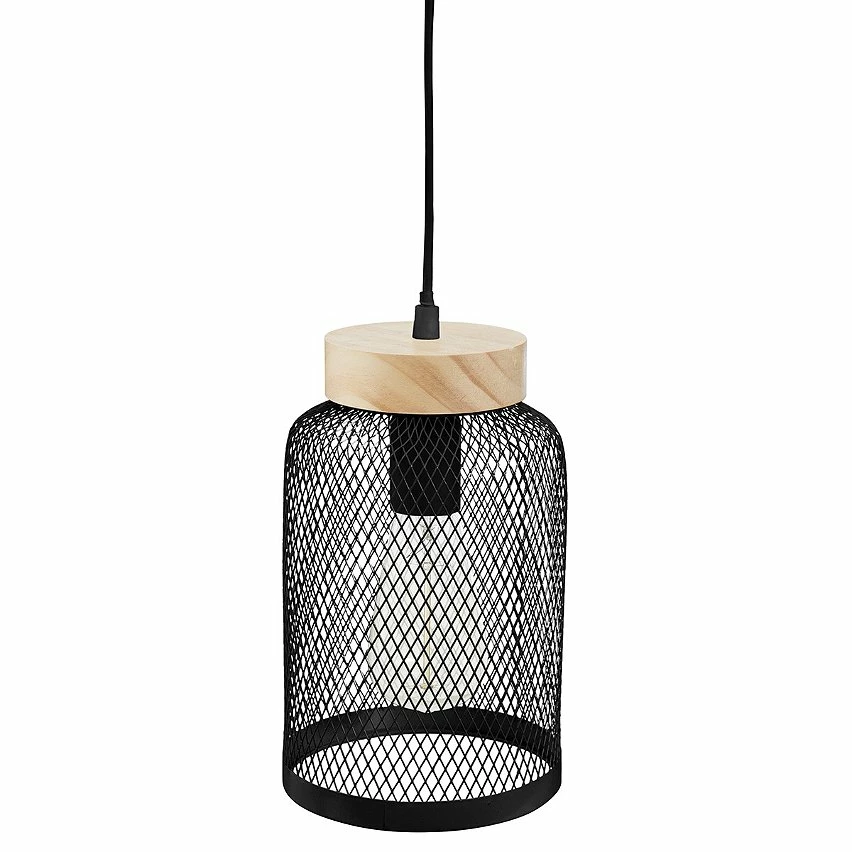 Budget 🔔 Atmosphera Suspension métal bois Zely noir ✔️