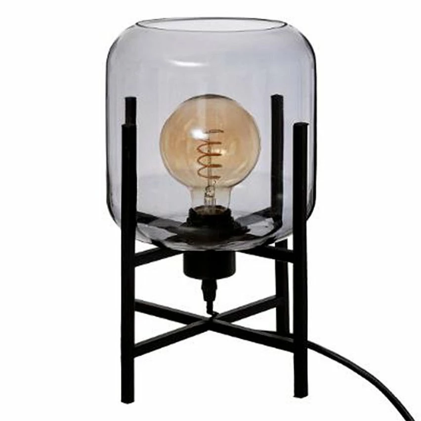 Meilleure affaire 😀 Atmosphera Lampe à Poser en Verre "Rob" 34cm Noir 🧨