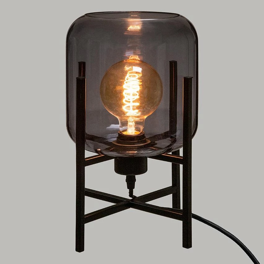 Meilleure affaire 😀 Atmosphera Lampe à Poser en Verre "Rob" 34cm Noir 🧨 – Image 3
