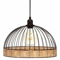 Budget 🛒 Atmosphera Lampe Suspension Rotin & Métal "Suwa" 35cm Noir ⭐