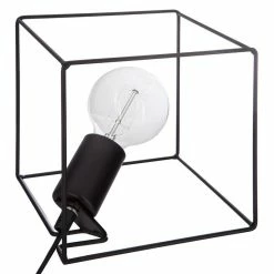 Vente flash 🛒 Atmosphera Lampe à Poser "Carré" 18cm Noir 👍