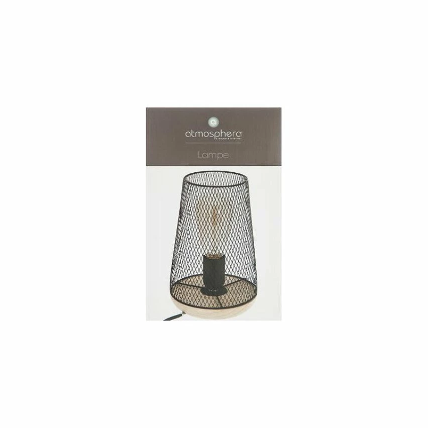 Meilleur prix đ„° Atmosphera Lampe en MĂ©tal & Bois "Industriel" 23cm Noir đ â Image 2