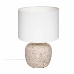 Meilleure affaire 🌟 Atmosphera Lampe à poser en Céramique Beige et Abat jour Blanc H 39.5 cm 🛒