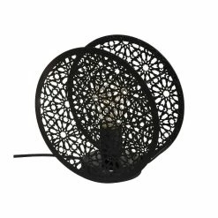 Sortie 🎁 Atmosphera Lampe à poser ronde en Métal Noir D 22 cm ⭐