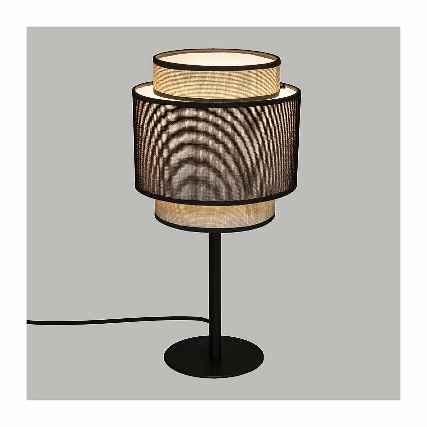 Coupon ⌛ Atmosphera Lampe à poser en Métal et Abat-jour Lin & Noir H 39.5 cm 🛒 – Image 2