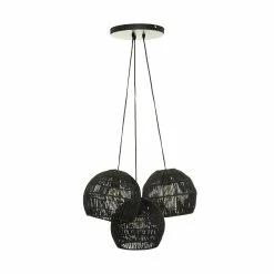 Grosses soldes 😀 Atmosphera Luminaire Suspension en Corde 3 Têtes D. 25 x H. 95 cm ✨