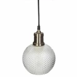 Meilleure affaire ❤️ Atmosphera Lampe Suspension Boule en Verre "Iris" 19cm Or 👍