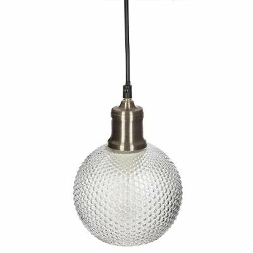 Meilleure affaire ❤️ Atmosphera Lampe Suspension Boule en Verre "Iris" 19cm Or 👍