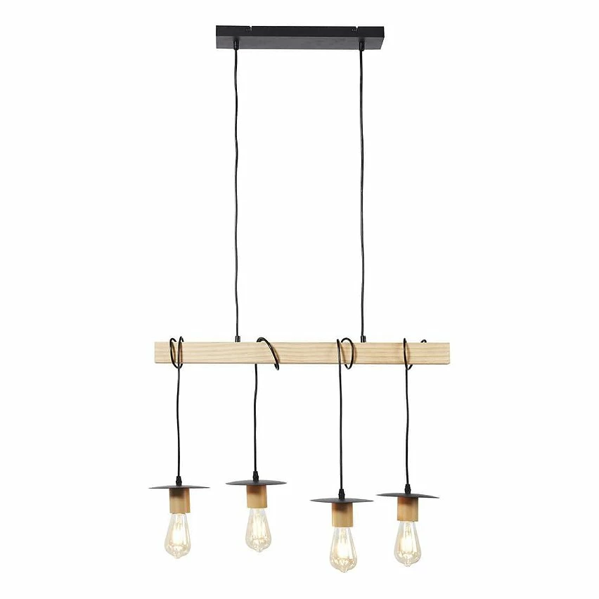 Grosses soldes 💯 Altobuy MAGELAN - Suspension en Bois et Métal Noir 4 Ampoules ⌛
