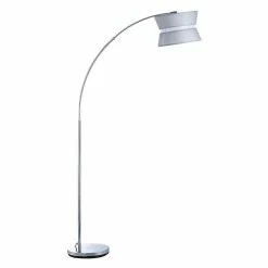 Nouveau 👍 Altobuy GASPARD - Lampadaire Déporté en Métal et Abat-Jour Tissu Gris 🧨