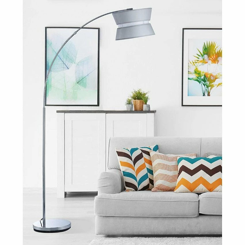 Nouveau 👍 Altobuy GASPARD - Lampadaire Déporté en Métal et Abat-Jour Tissu Gris 🧨 – Image 2