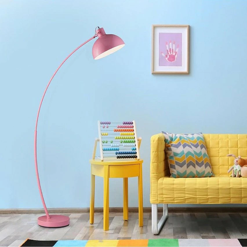 Budget 🛒 Altobuy KIDIKIS - Lampadaire Arc Pied et Abat-jour en Métal Rose 💯 – Image 4