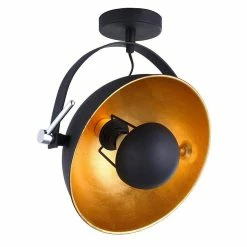 Coupon 👍 Altobuy SPENCER - Plafonnier en Métal Noir et Doré 😉