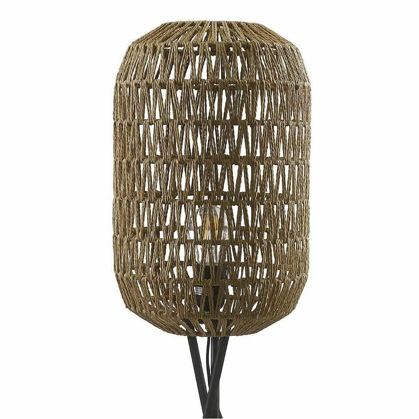 Acheter 🧨 Altobuy KINDILL - Lampadaire en Métal Noir Abat-jour Aspect Rotin Blanc ⌛ – Image 4