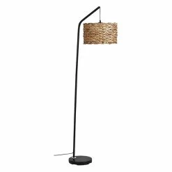 Le moins cher 🧨 Altobuy NARCISSE - Lampadaire Pied en Métal Noir Abat-jour en Rotin Naturel ❤️