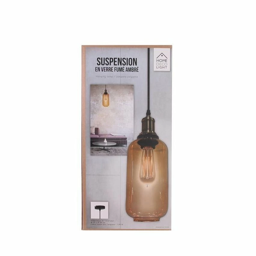 Nouveau ✨ The Home Deco Factory Lampe Suspension en Verre "Bouteille" 28cm Gris 🛒 – Image 4
