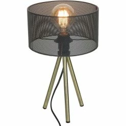 Bon marché 🧨 The Home Deco Light Lampe à poser en métal perforé sur trépied 22 x 38.5 cm ⌛