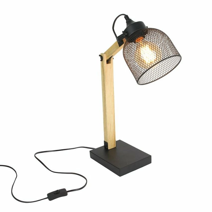 Meilleur prix ✔️ The Home Deco Light Lampe de Bureau Articulée "Grille" 38cm Naturel & Noir 👏 – Image 7