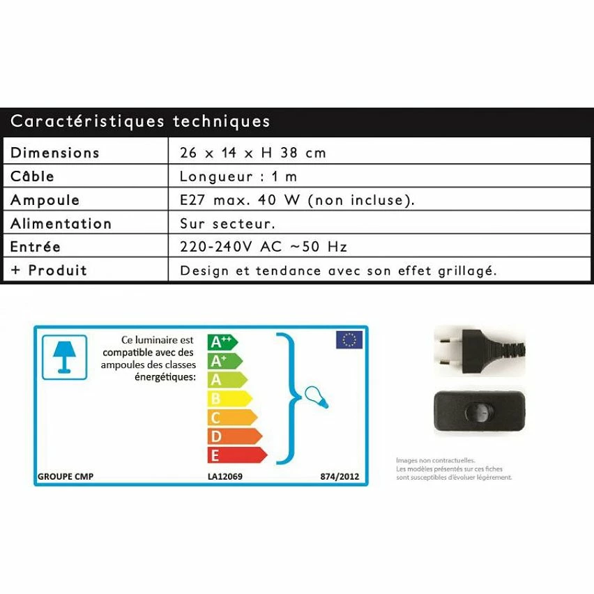 Meilleur prix ✔️ The Home Deco Light Lampe de Bureau Articulée "Grille" 38cm Naturel & Noir 👏 – Image 9