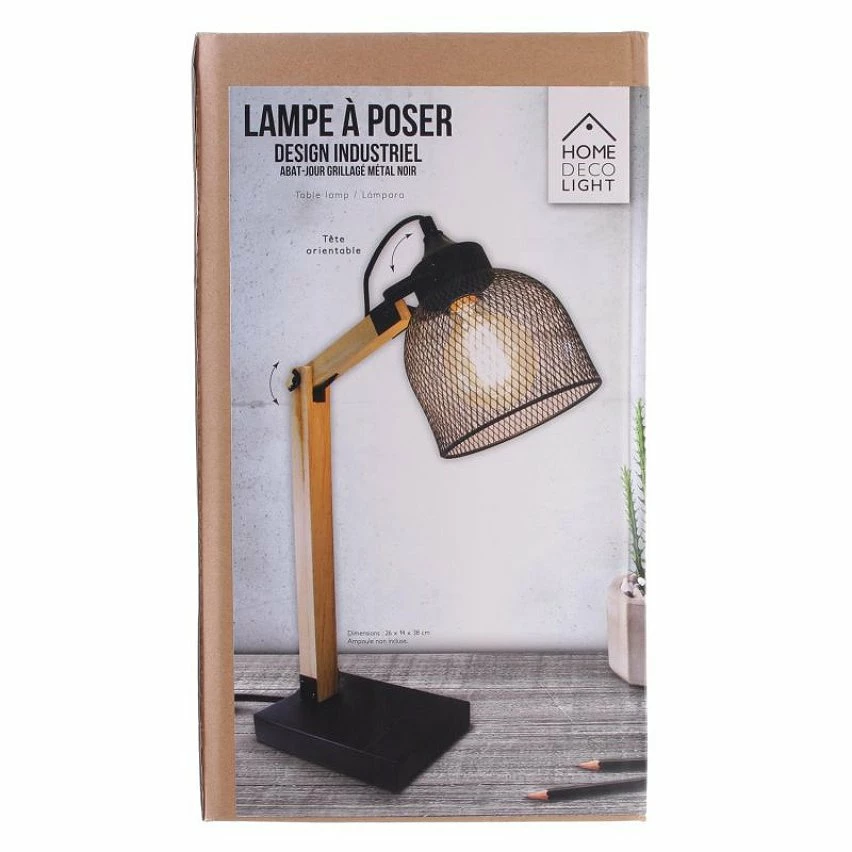 Meilleur prix ✔️ The Home Deco Light Lampe de Bureau Articulée "Grille" 38cm Naturel & Noir 👏 – Image 10