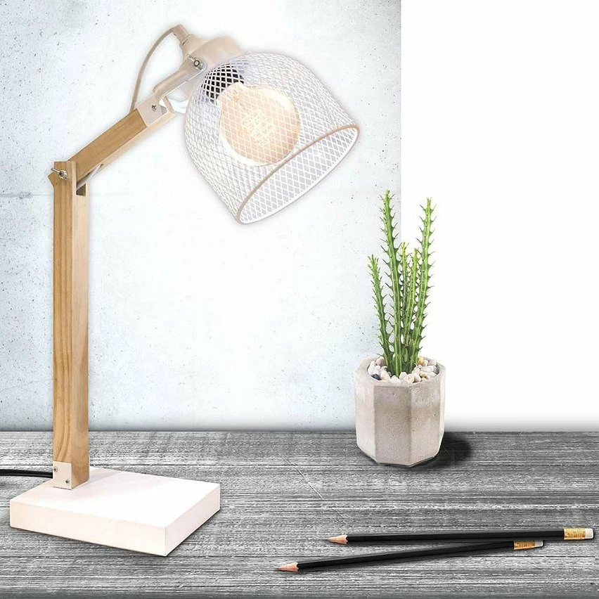 Meilleur prix ✔️ The Home Deco Light Lampe de Bureau Articulée "Grille" 38cm Naturel & Noir 👏 – Image 2