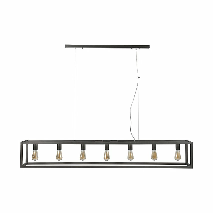 Promo đ Lampea Suspension industrielle en mĂ©tal argentĂ© 7 lampes Sylvia đ€©