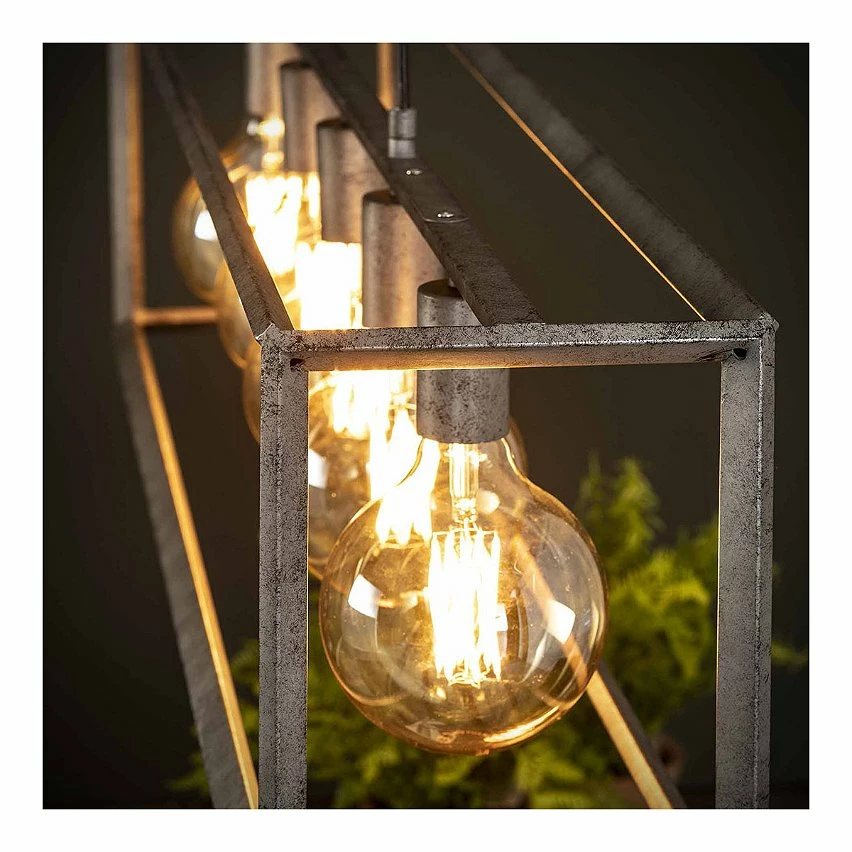 Meilleure affaire 🎁 Lampea Suspension industrielle en métal argenté 5 lampes Baptiste ✔️ – Image 5