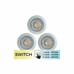 Coupon 🥰 Paris prix Lot de 3 Spots Encastrés "Interrupteur" 9cm Blanc 🛒