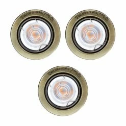 Nouveau 🔥 Paris prix Lot de 3 Spots Encastrés en Métal "Rond" 9cm Or ⭐