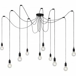 Remise 🎉 Lampea Lustre scandinave en silicone noir 10 lampes Carmen ⌛