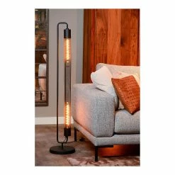 Budget 🎁 Lampea Lampadaire industriel pour salon 2xE27 noir Rexa 🔔