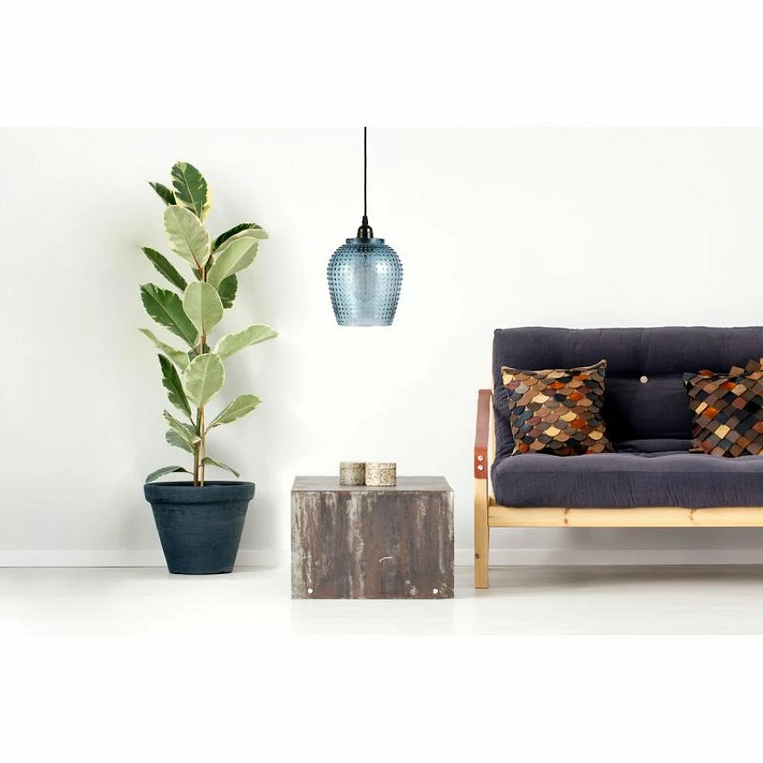 Le moins cher 💯 Paris prix Lampe Suspension en Verre "Riva" 27cm Bleu 👍 – Image 2