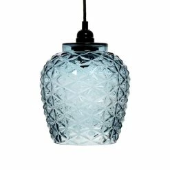 Remise đ Paris prix Lampe Suspension en Verre "Vila" 24cm Bleu đ