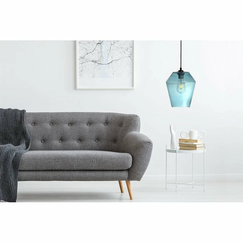 Offres đ Paris prix Lampe Suspension en Verre "Planta" 30cm Bleu đ â Image 2