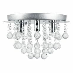 Bon marché 🤩 [lux.pro] Luminaire Suspendu Plafonnier Métal et Cristal Artistique Chrome Argent 3 x G9 ø 28 cm 😉