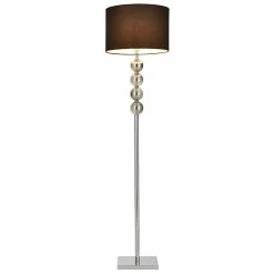 Le moins cher 😍 [lux.pro] Lampadaire Lampe à Pied Métal Poli Tissu Chrome Noir 155 cm ⭐