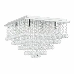 Sortie 🤩 [lux.pro] Plafonnier Lampe de Plafond Aluminium Cristal Artistique Chrome et Blanc 38 x 38 cm 😉