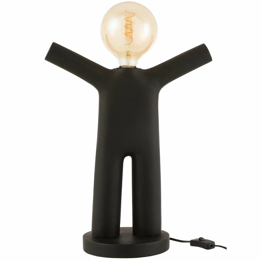 De gros 🔥 Paris prix Lampe Bonhomme en Résine Noire 😀
