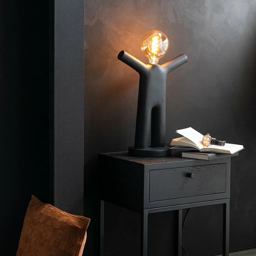 De gros 🔥 Paris prix Lampe Bonhomme en Résine Noire 😀 – Image 2