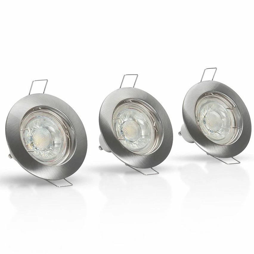 Meilleur prix ✨ Spot led encastrables Jeu de 3 led spot ronds Ø78mm argent GU10 - 4000K Blanc neutre ASLO ⭐