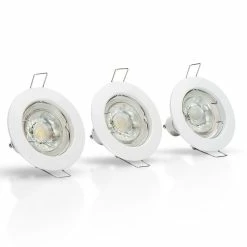 Sortie 🛒 Spot led encastrables Jeu de 3 led spot ronds Ø78mm blancs GU10 - 4000K Blanc neutre ASLO 💯