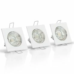 Coupon âš Spot LED encastrables Jeu de 3 spots carrĂ©s 75 x 75 mm blanc GU10- BLANC 4000K Blanc neutre ASLO đ