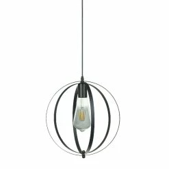 Meilleure affaire 🥰 Digitech Lampe Suspension Métal Anneaux Noir E27, Lustre Fer Créatif Rétro Industrielle 🔔