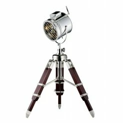 Meilleure affaire 🎁 Spot-Light Lampadaire Trépied Métal "Movie" 90cm Aluminium & Wengé 🥰