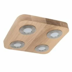 Bon marché 🥰 Paris prix Plafonnier 4 Spots "Sunniva" 26cm Chêne Huilé 🔥