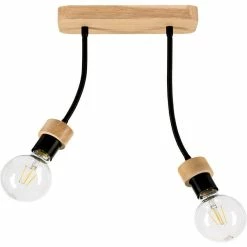 Budget 🎉 Paris prix Plafonnier 2 Têtes Design "Allumer" 37cm Naturel ⭐