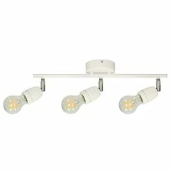 Coupon 👏 Paris prix Plafonnier 3 Spots "Porcia" 45cm Blanc & Chrome ✨